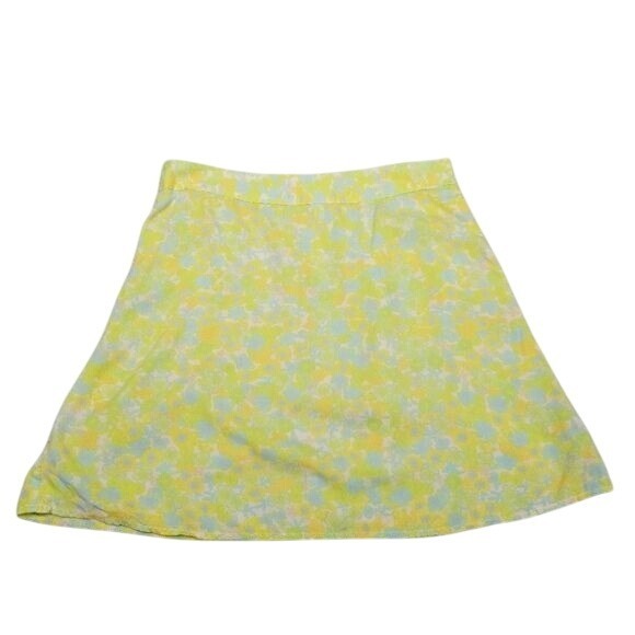Abound  Tarry Floral Mini Skirt  Yellow Blue Flowers Lightweight side zip size M - Picture 1 of 11